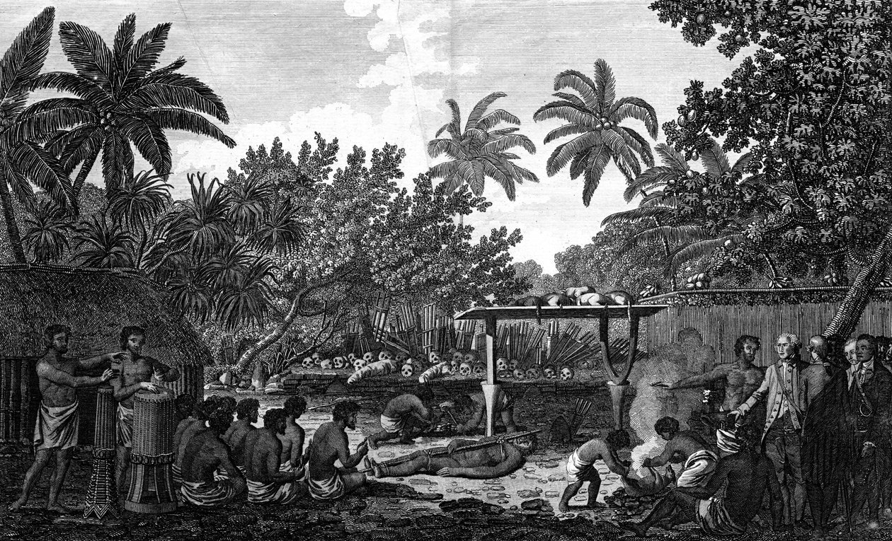 ذبيحة بشرية في موراي في العثائيين بحضور الكابتن كوك c1773 بواسطة غير معروف