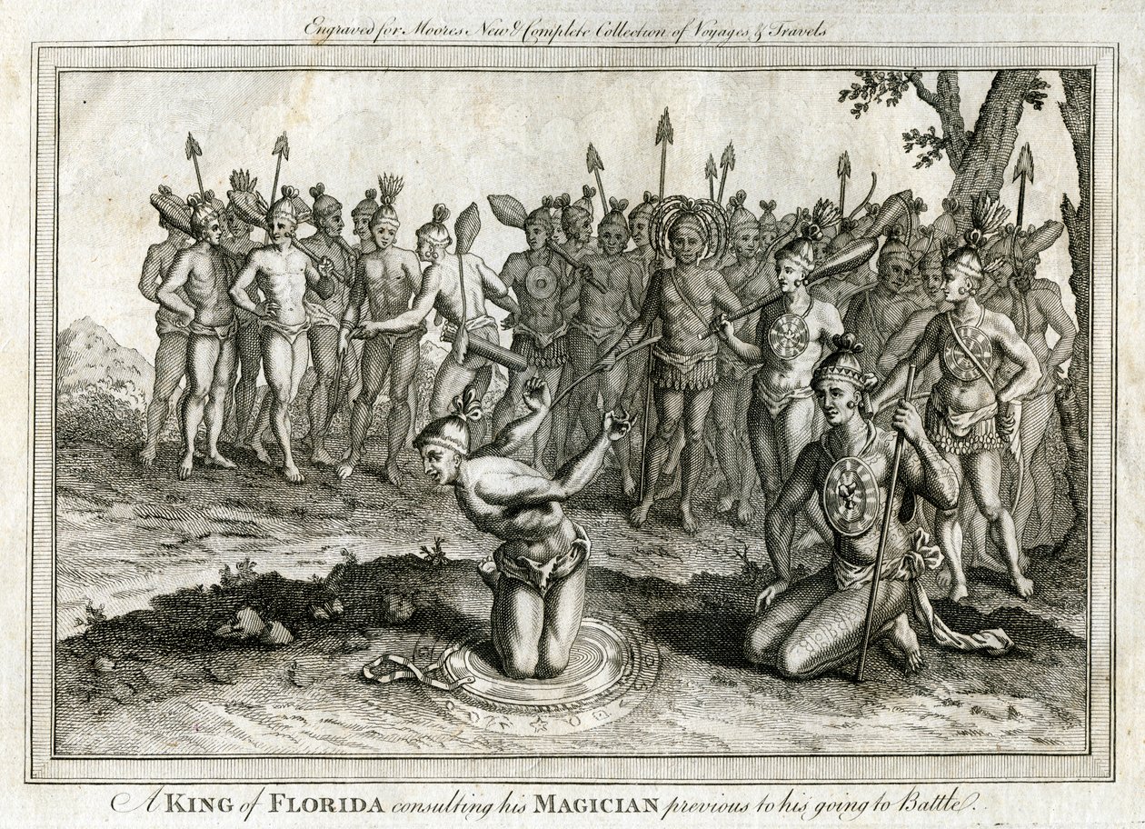 ملك فلوريدا يستشير ساحره قبل ذهابه إلى المعركة ، c1760 بواسطة غير معروف