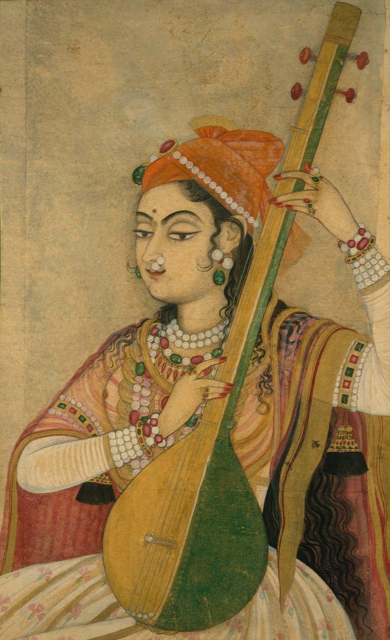 سيدة تلعب في Tanpura ، كاليفورنيا. 1735. بواسطة غير معروف