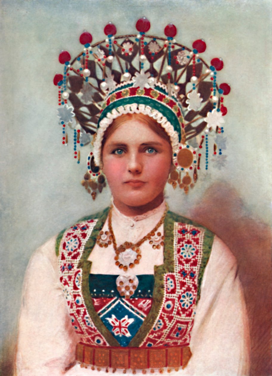 فتاة نرويجية في فستان الزفاف ، 1912 بواسطة غير معروف