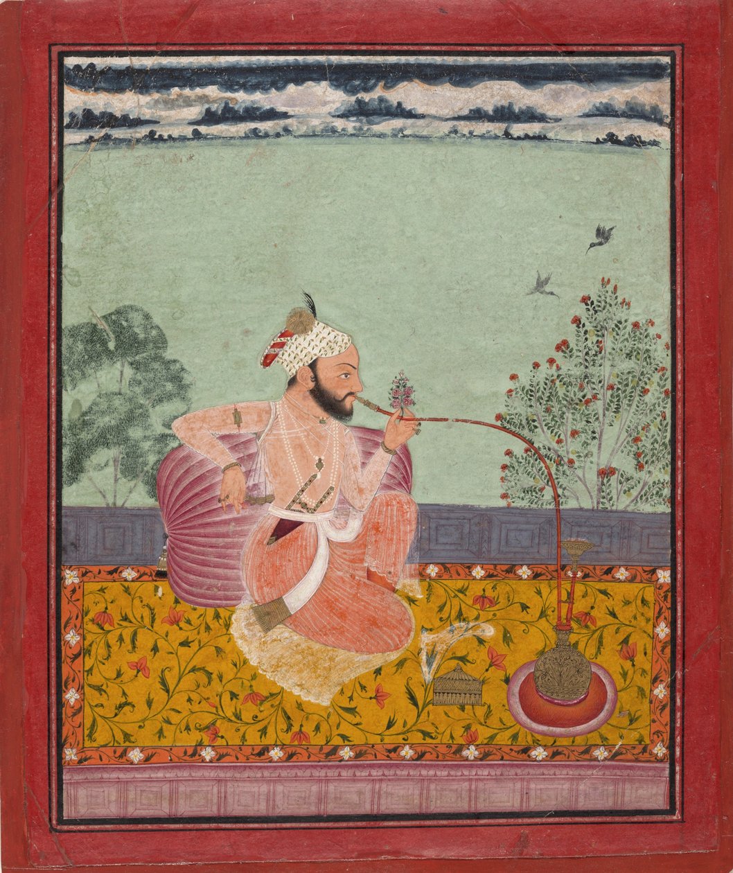 رجا يدخن النرجيلة. كوتا ، 1690-1710 ، متحف متروبوليتان بواسطة غير معروف