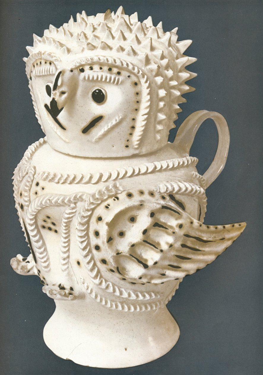 بومة ملح زجاجية تستخدم كإبريق ، رأس الكوب ، c1730-c1755 ، 1913 بواسطة غير معروف