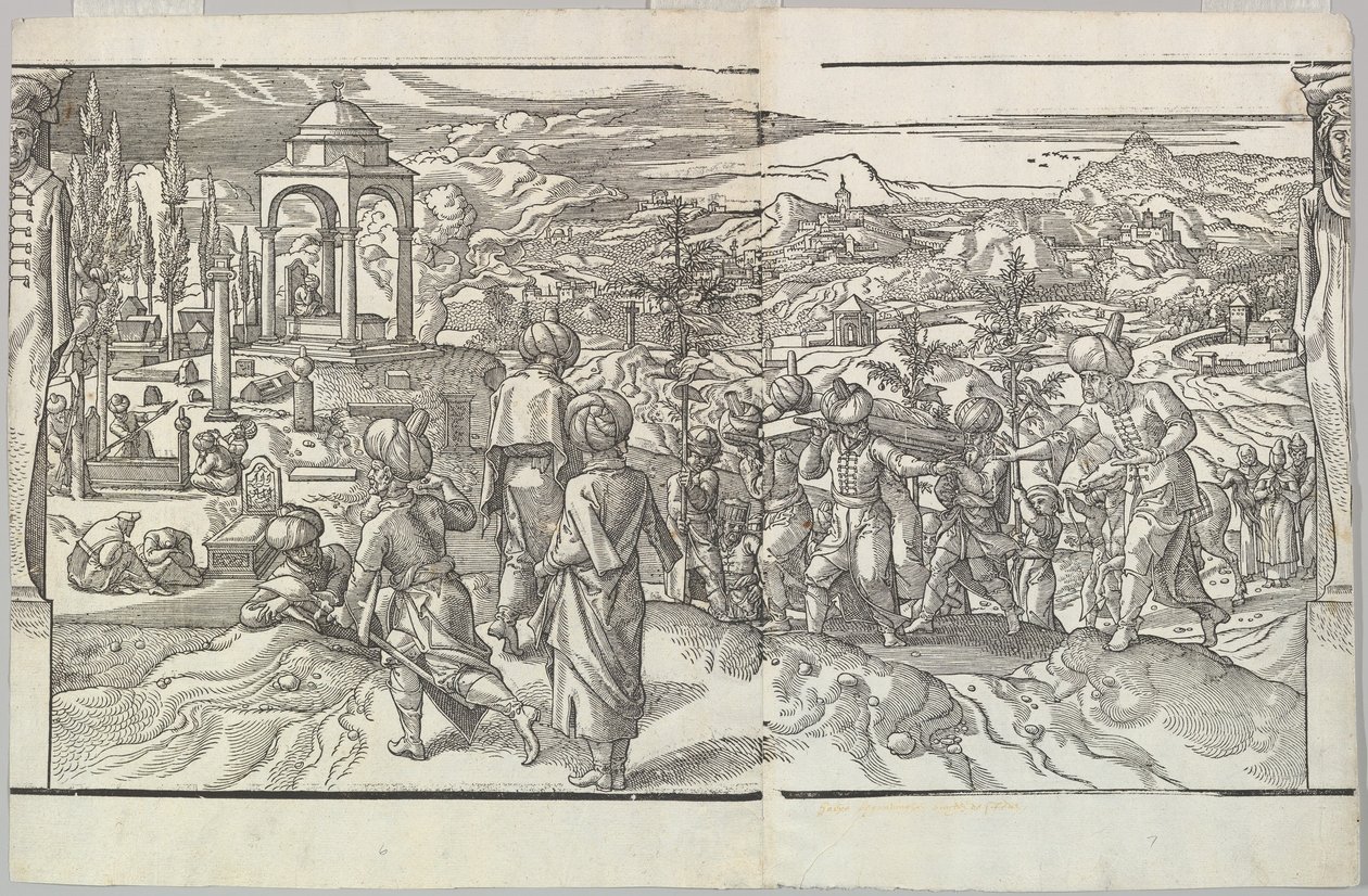 جنازة تركية من إفريز Ces Moeurs et fachons de faire de Turcz Customs and Fas ...، 1553. بواسطة غير معروف