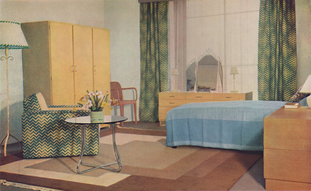 غرفة نوم من تصميم Miss PE Humphries ، 1936 بواسطة غير معروف