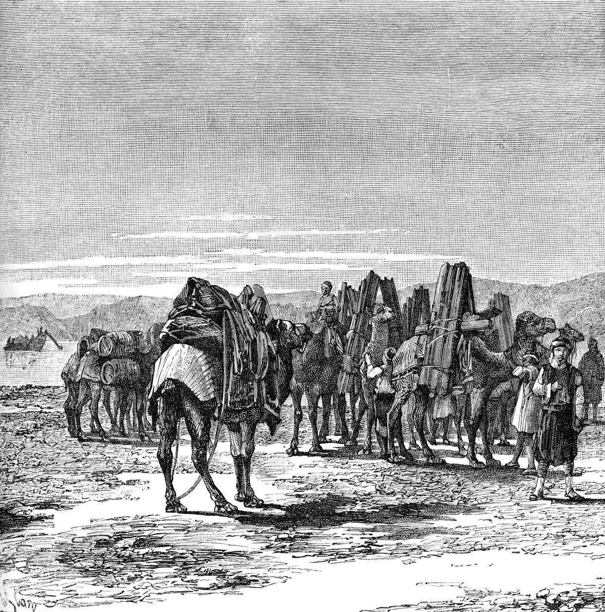 قافلة على ضفاف الفرات 1895 بواسطة غير معروف