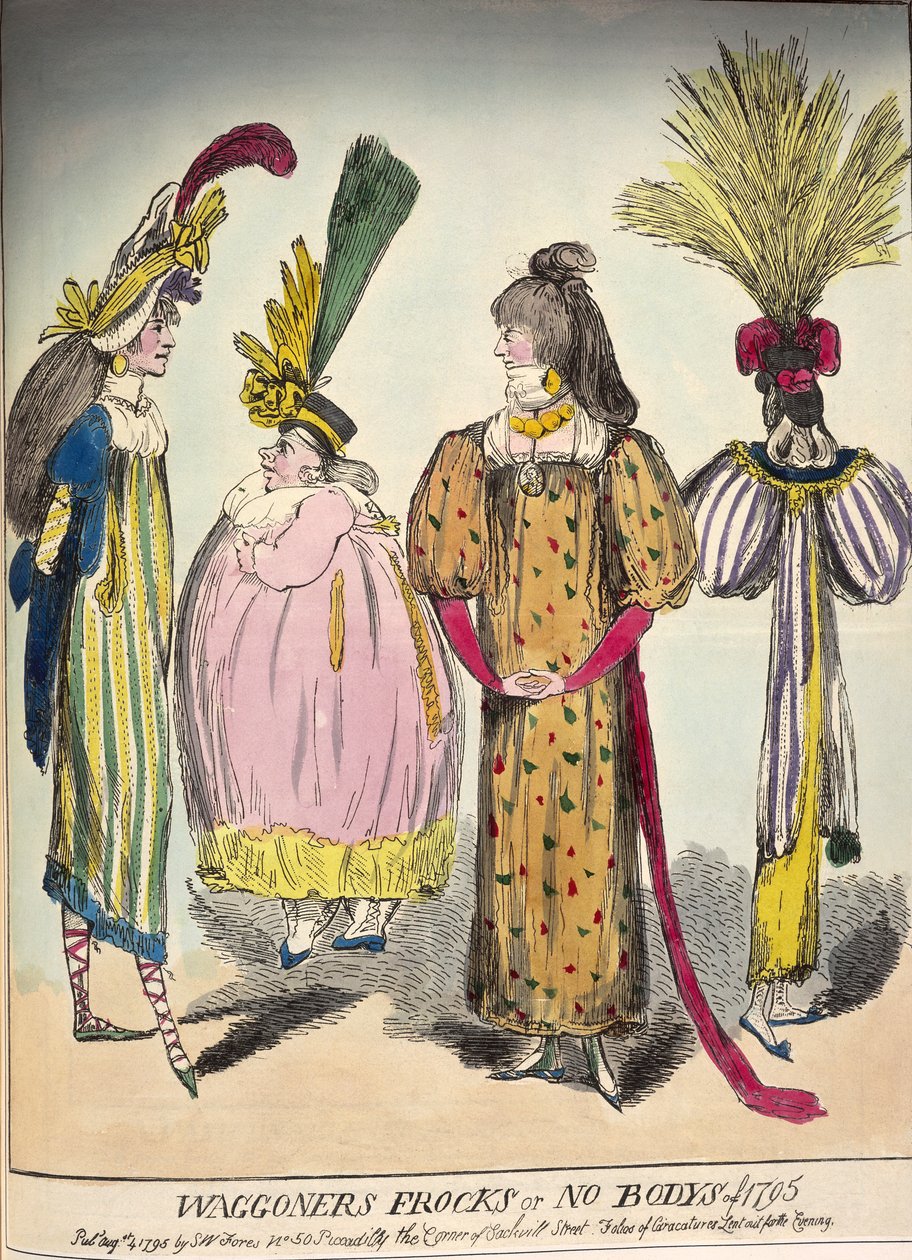 رسم كاريكاتوري لأزياء أواخر القرن الثامن عشر ، 1795 بواسطة غير معروف