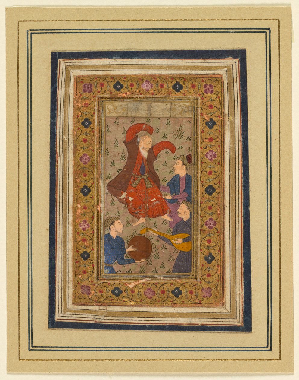 درويش راقص وثلاثة موسيقيين فارسي ، 1555-1591 ، 1637. بواسطة غير معروف