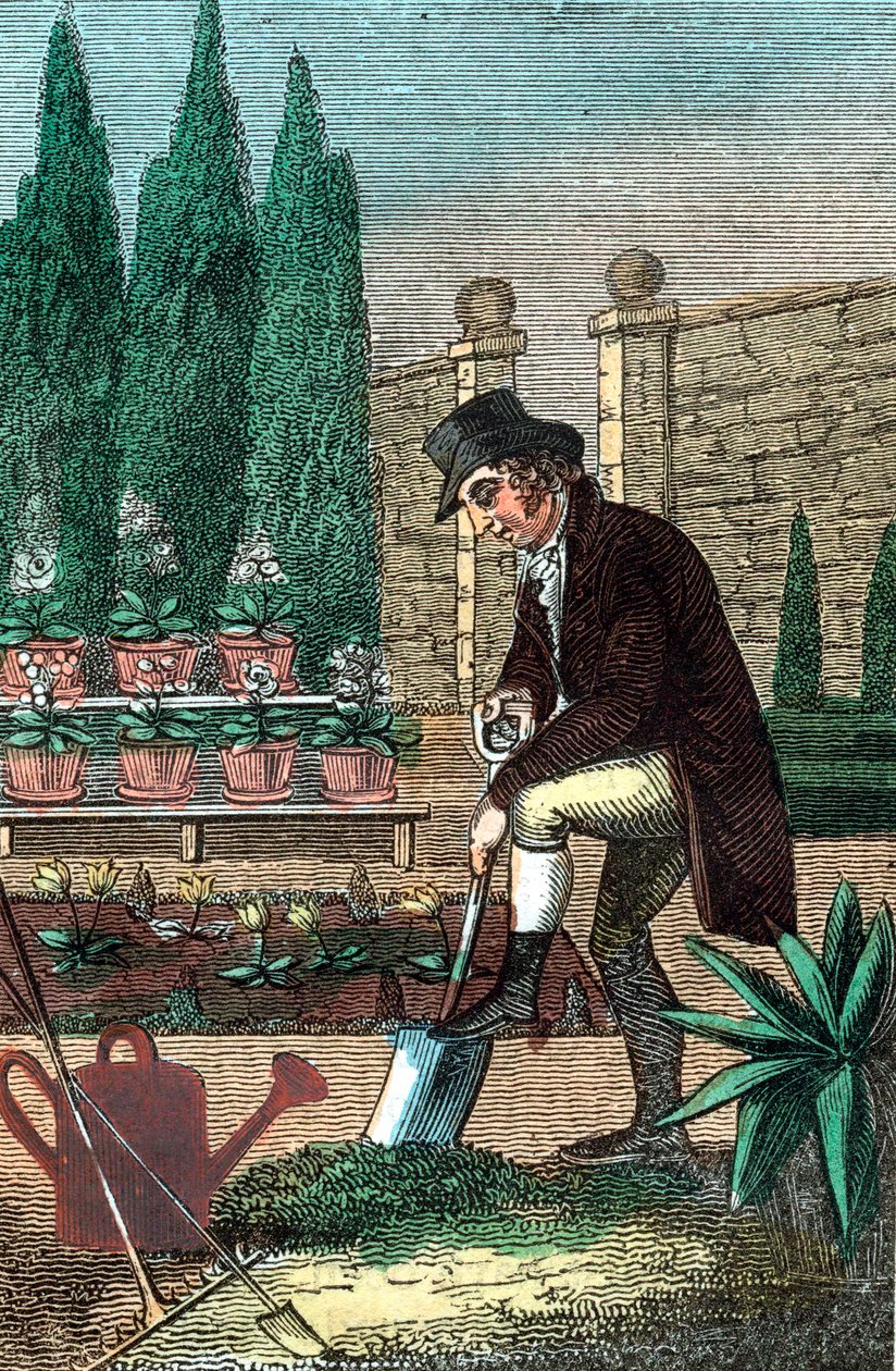 بستاني يحفر بأسمائها ، 1821 بواسطة غير معروف