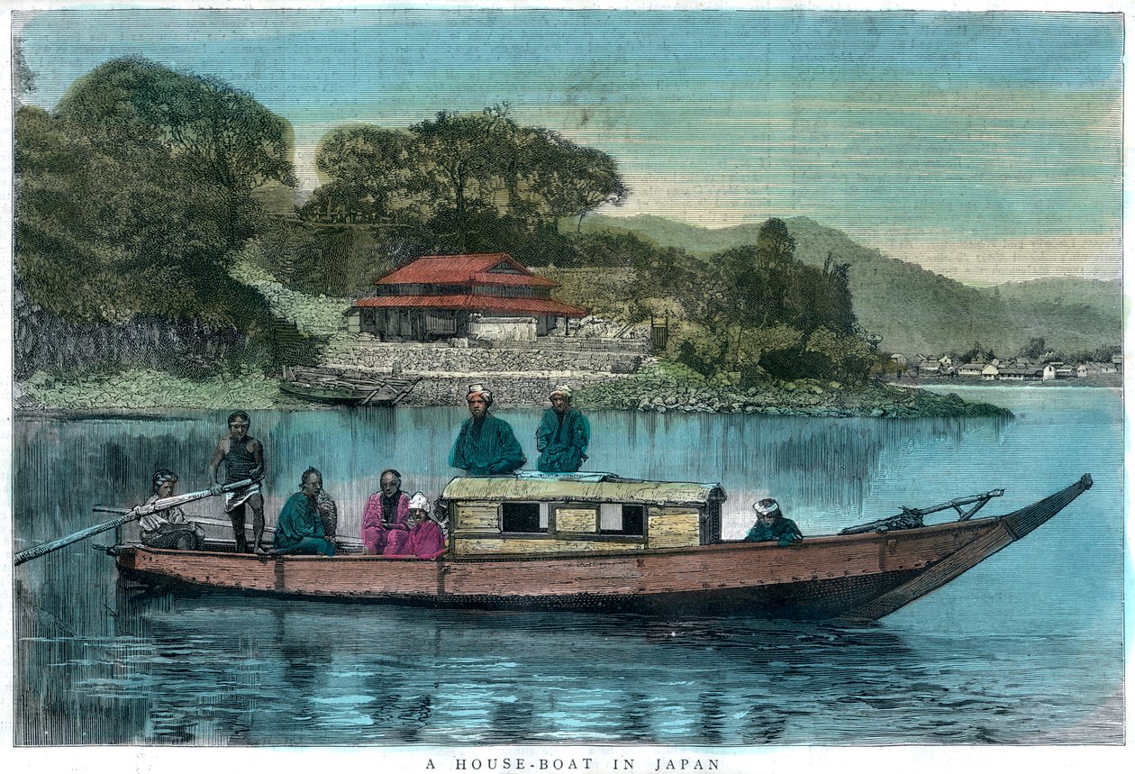 قارب منزل في اليابان ، 1888 بواسطة غير معروف