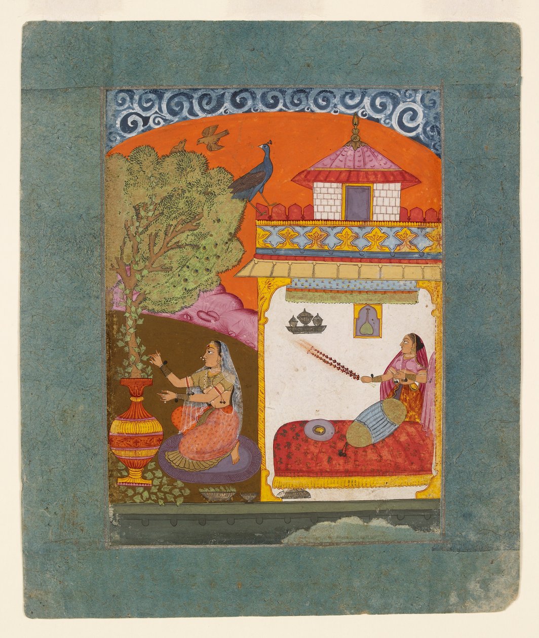 سيدة تقطف أوراق الشجر ، توضح الوضع الموسيقي جوناكالي راجيني ، c1675 بواسطة غير معروف