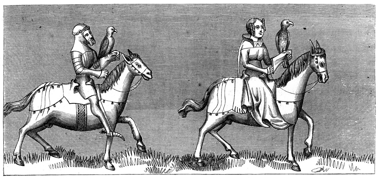 سيدة تنشر الصقور ، القرن الرابع عشر 1849 بواسطة غير معروف