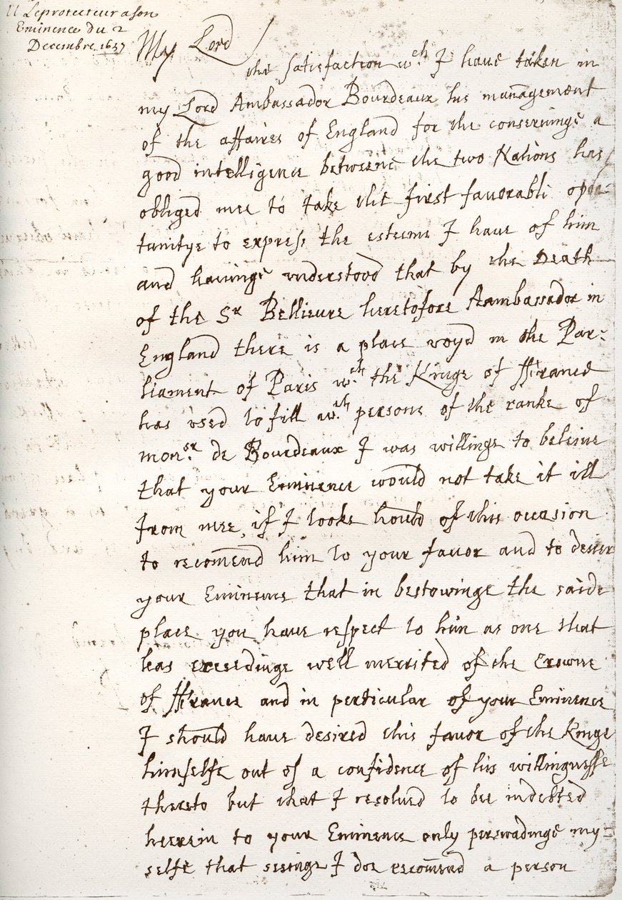 رسالة من أوليفر كرومويل إلى الكاردينال مازارين ، 4 ديسمبر 1657 ، 1899 بواسطة غير معروف