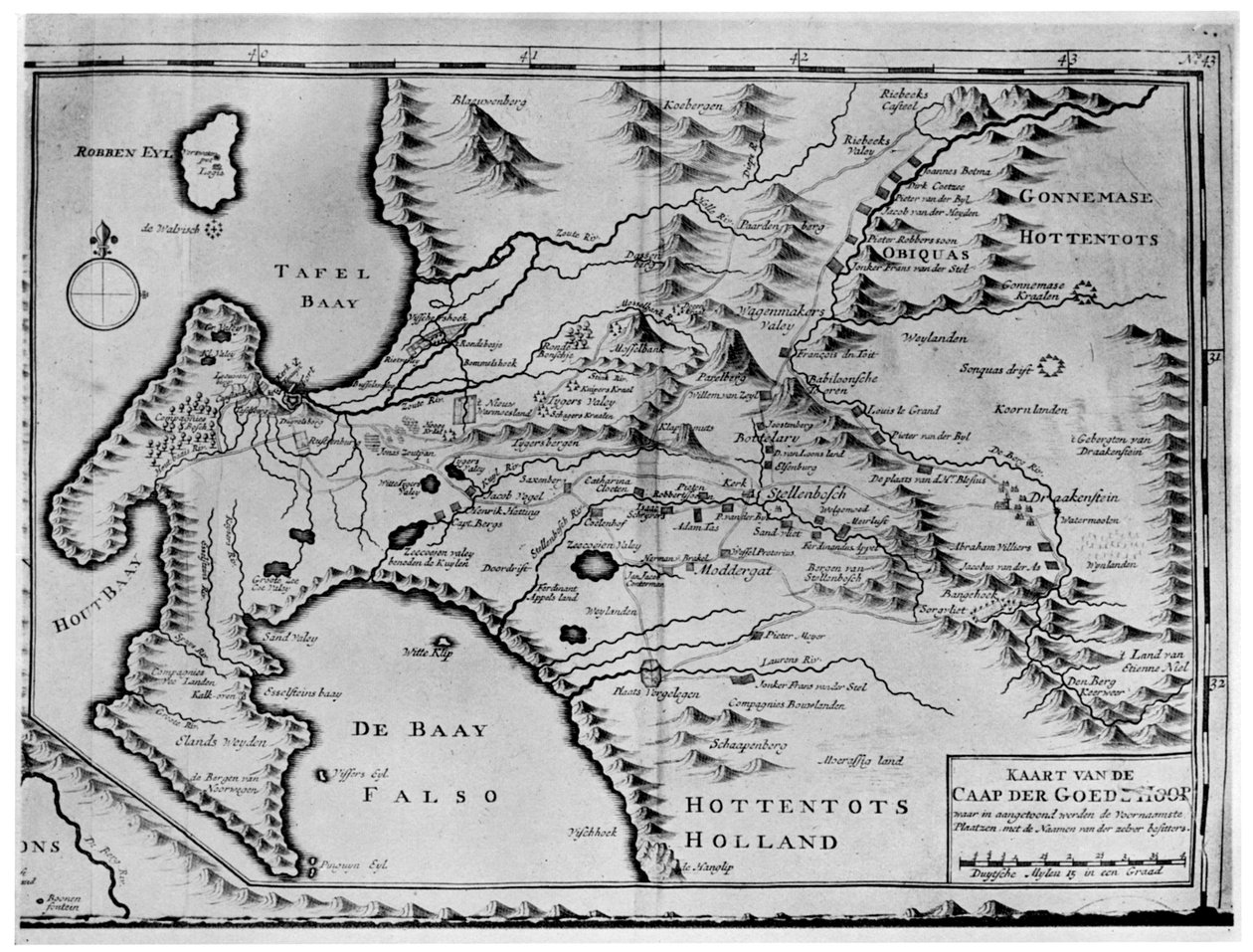 خريطة رأس الرجاء الصالح في زمن فان دير ستيلس ، جنوب أفريقيا ، القرن الثامن عشر 1931 بواسطة غير معروف