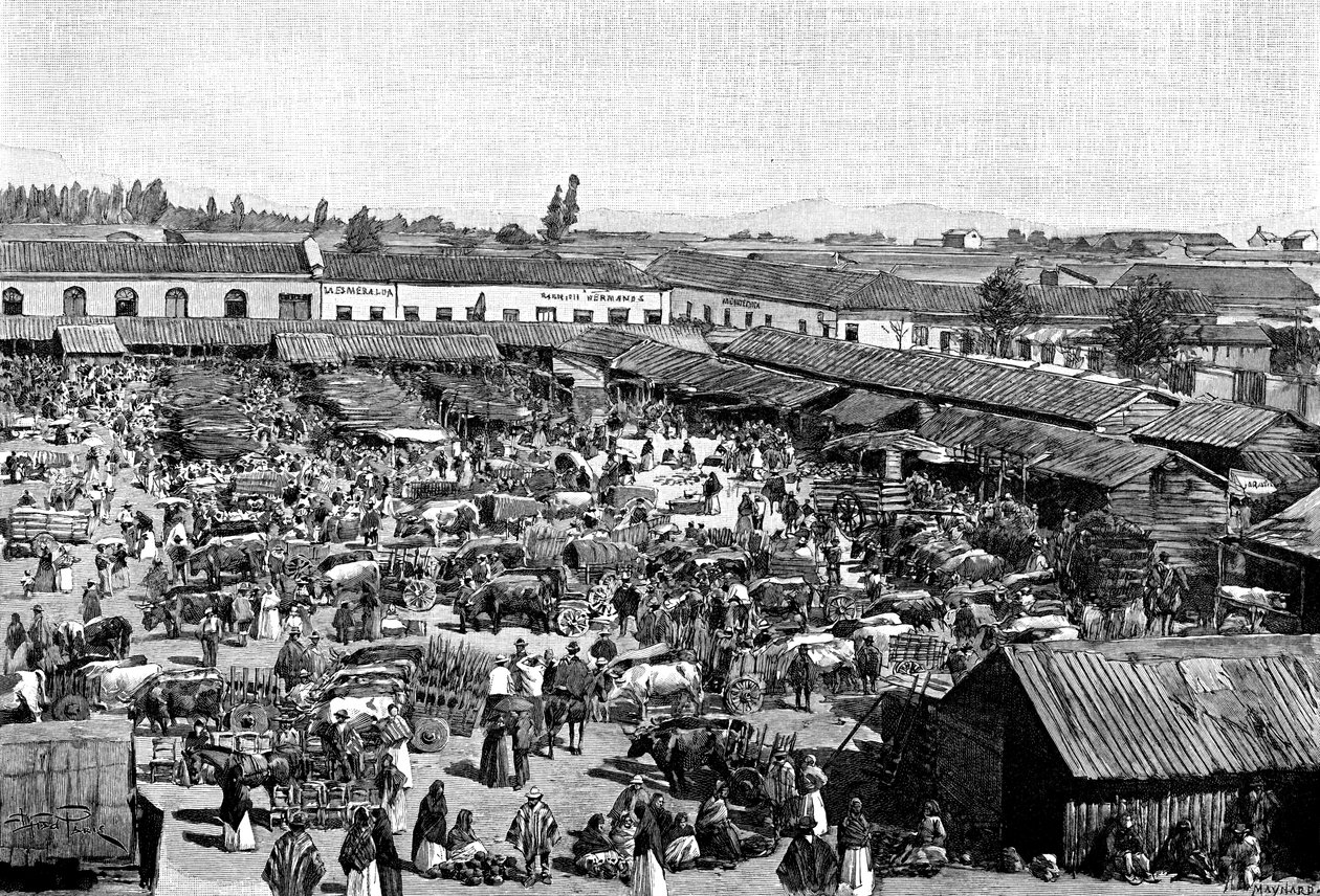 مكان سوق ، تشيلي ، 1895 بواسطة غير معروف