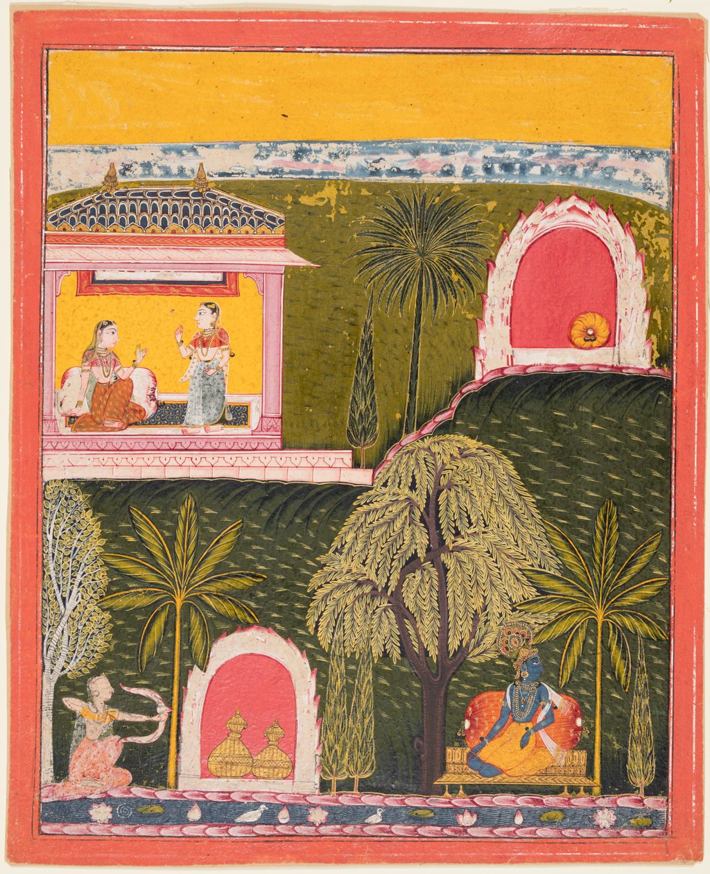 صفحة من سلسلة Rasikapriya ، ج. 1660. بواسطة غير معروف