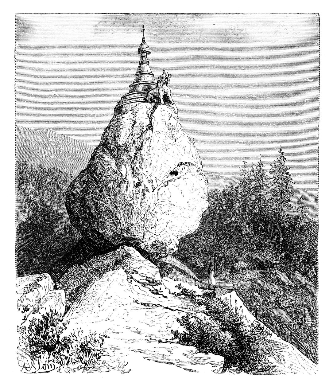 معبد فوق صخرة ، 1895 بواسطة غير معروف