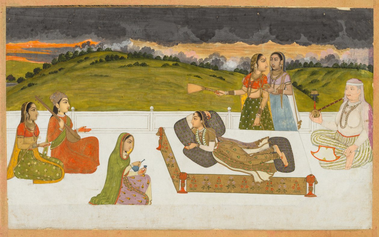 أميرة تتكئ على شرفة مع الحضور ، ج. 1730-1740. بواسطة غير معروف