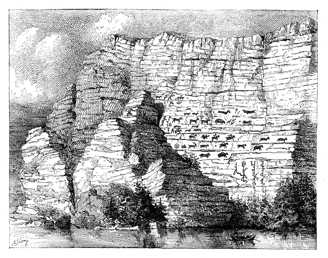 نقش صخري على ضفاف نهر ينيسي ، 1895 بواسطة غير معروف
