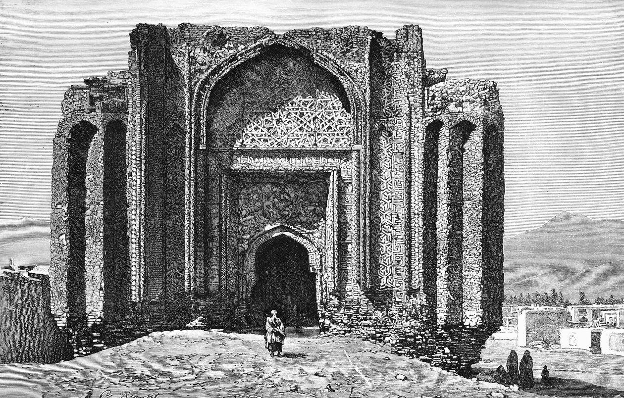 مسجد مدمر من القرن الرابع عشر ، همدان ، إيران ، 1895 بواسطة غير معروف