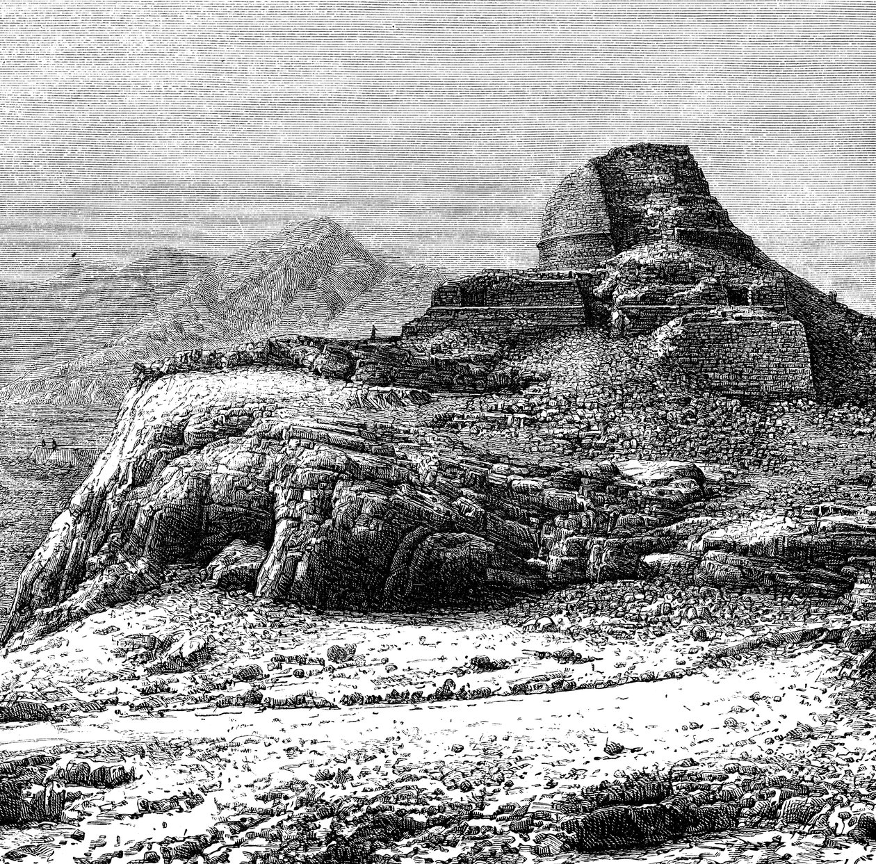 ستوبا مدمرة في ممر خيبر ، باكستان أفغانستان ، 1895 بواسطة غير معروف