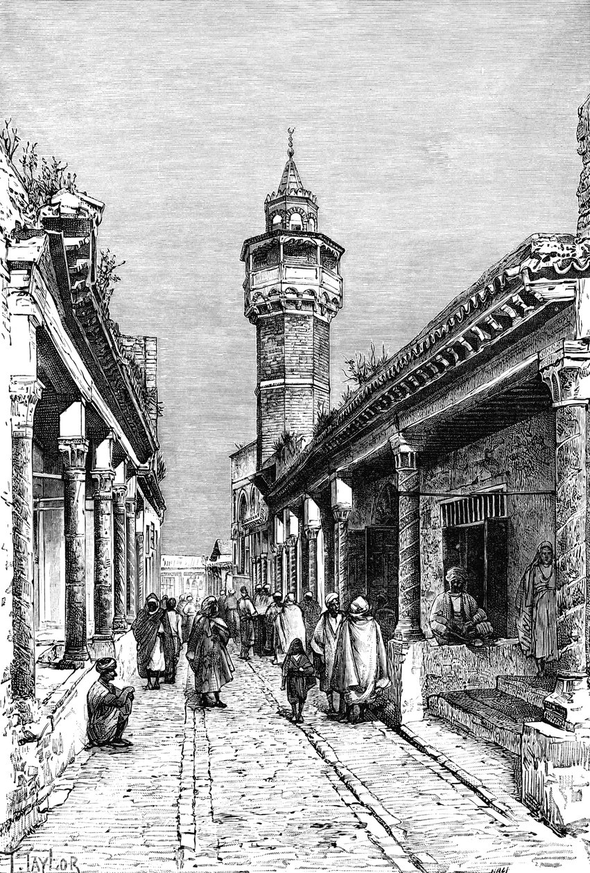 شارع في حي السوق بتونس ، 1895 بواسطة غير معروف