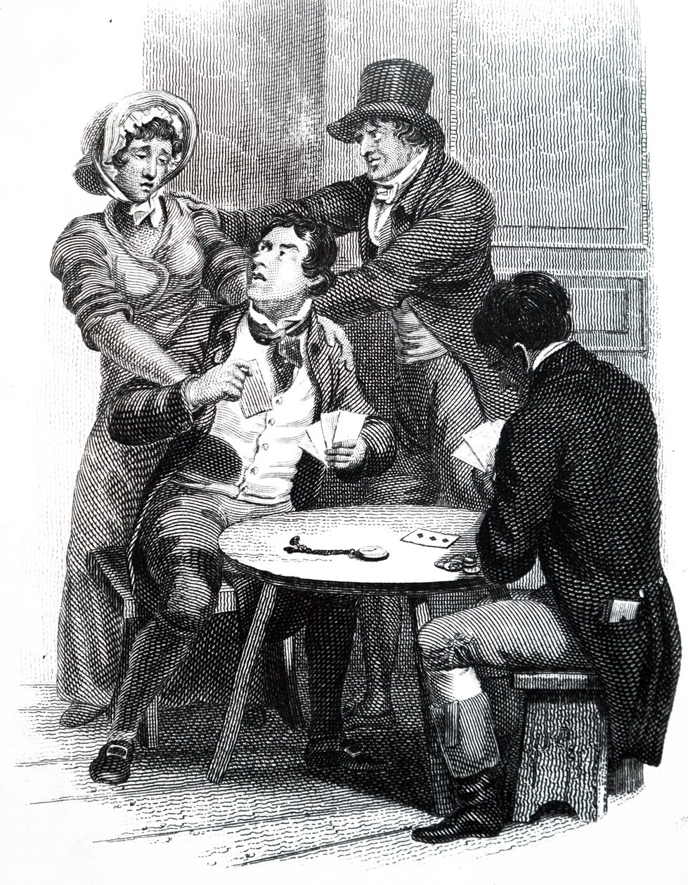A wife trying to remove her husband from the gaming table بواسطة غير معروف