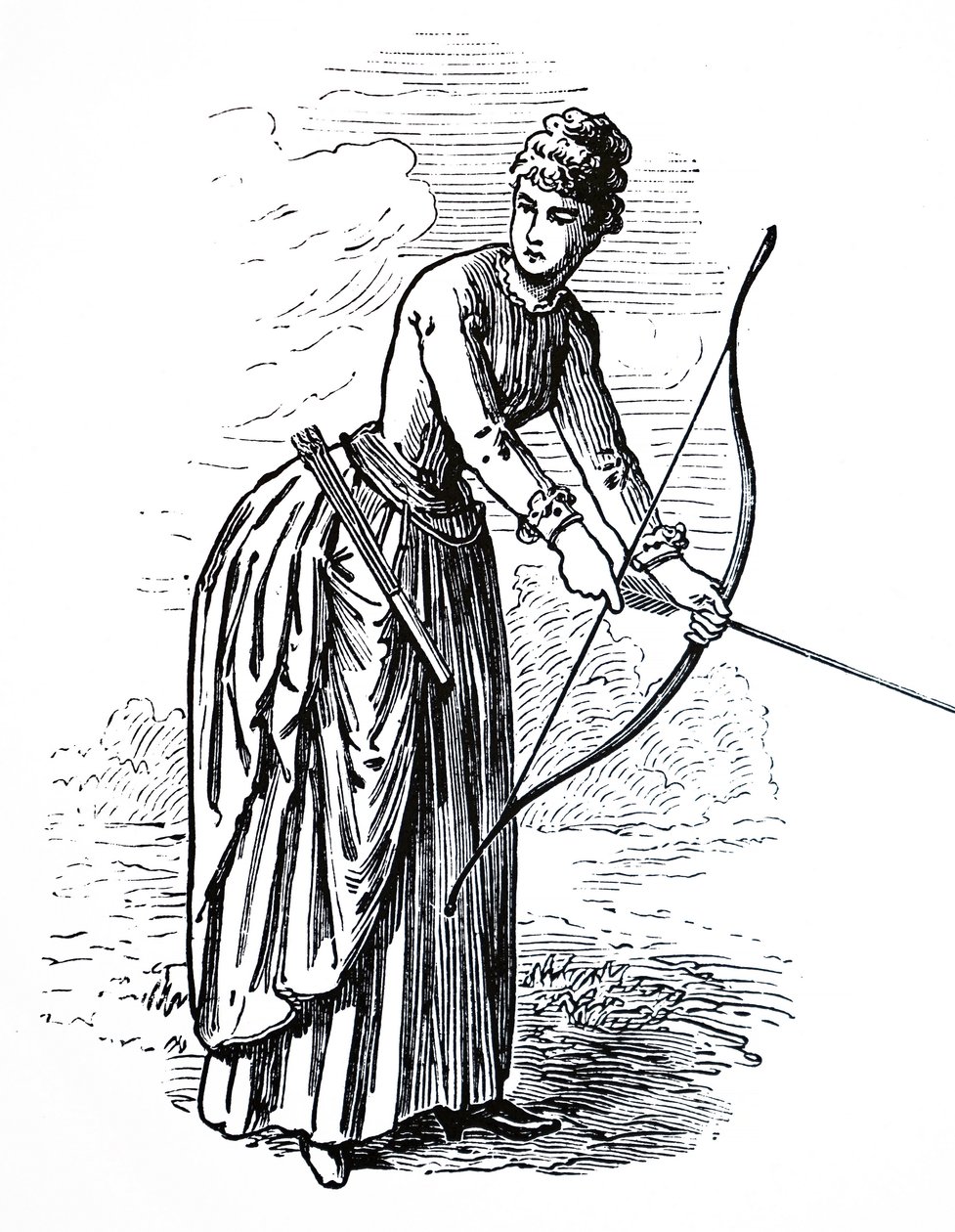 A young lady practising her archery skills بواسطة غير معروف