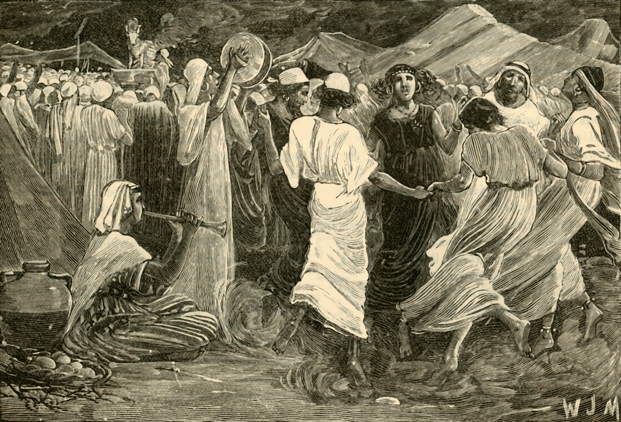 هارون والإسرائيليون يعبدون العجل ، 1890. بواسطة غير معروف