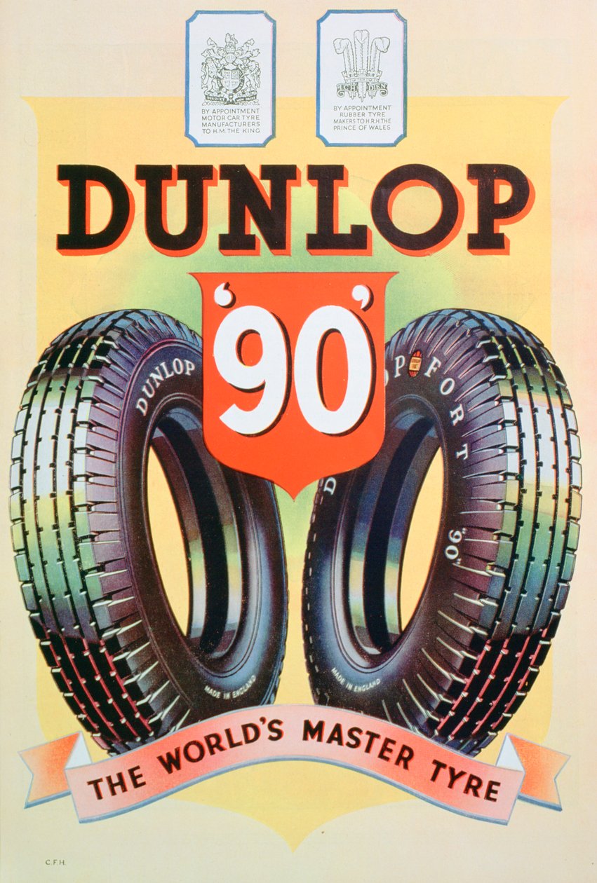 إعلان عن إطارات Dunlop 90 ، 1935 بواسطة غير معروف