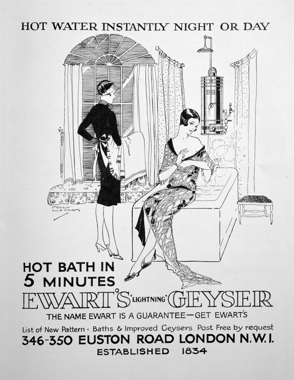 الاعلان عن السخان المائي Ewarts 1928 بواسطة غير معروف
