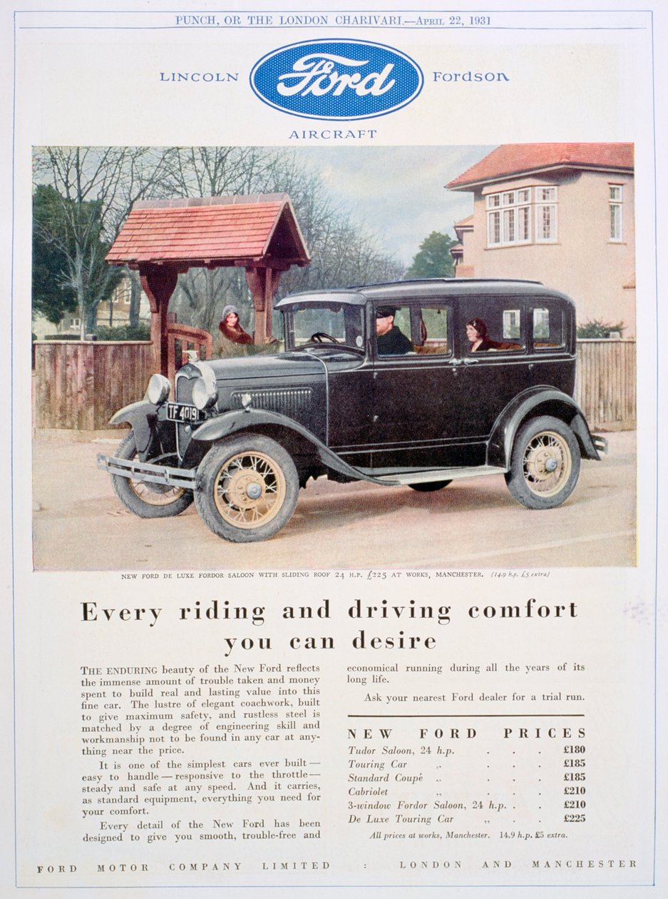 إعلان عن سيارات فورد 1931 بواسطة غير معروف