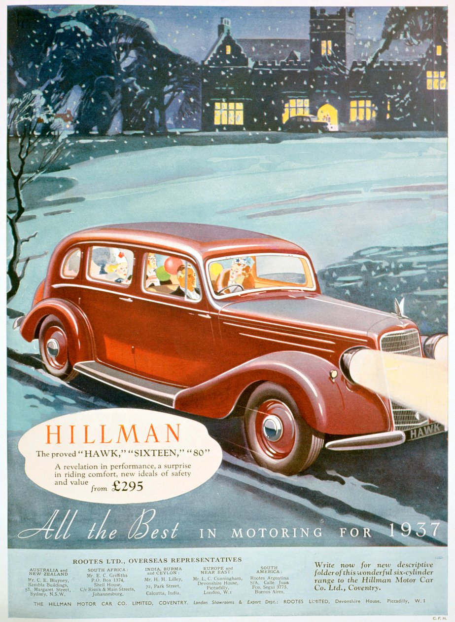 إعلان عن سيارات هيلمان ، 1936 بواسطة غير معروف