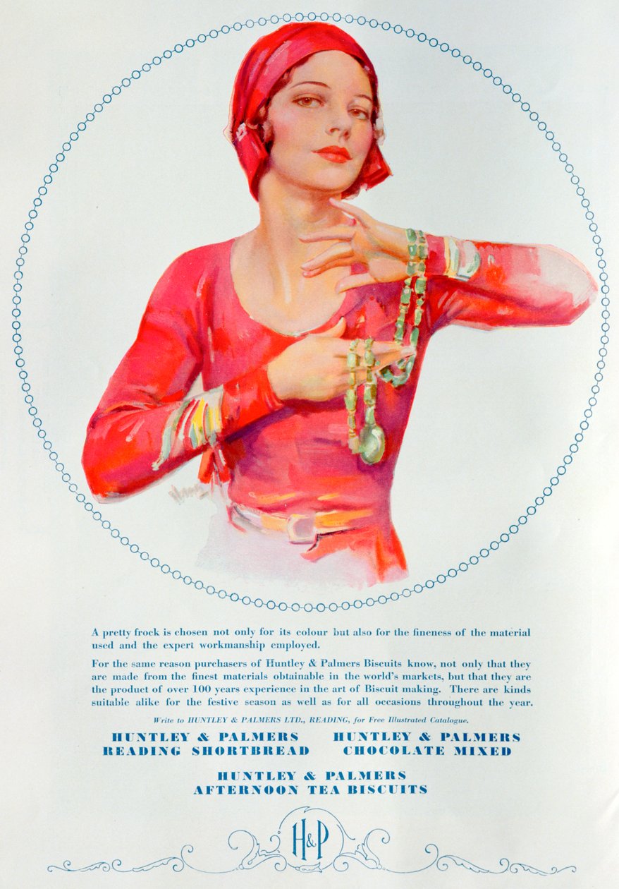 إعلان عن بسكويت Huntley and Palmers لعام 1930 بواسطة غير معروف