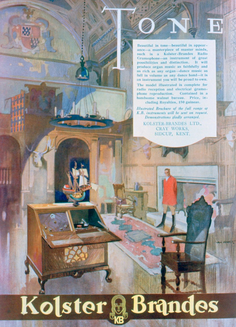 إعلان عن أجهزة راديو كولستر براندس ، 1930 بواسطة غير معروف