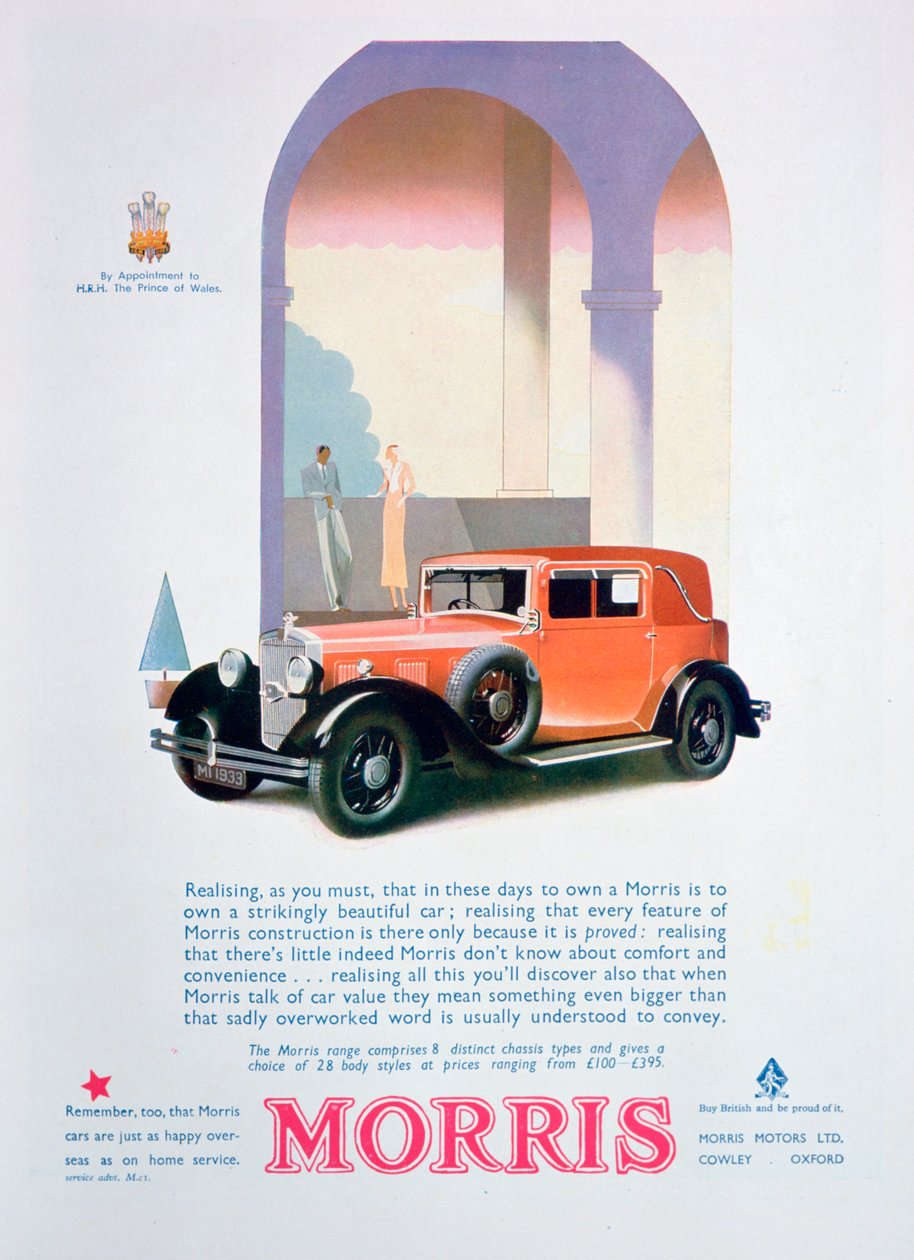 إعلان عن سيارات موريس 1932 بواسطة غير معروف