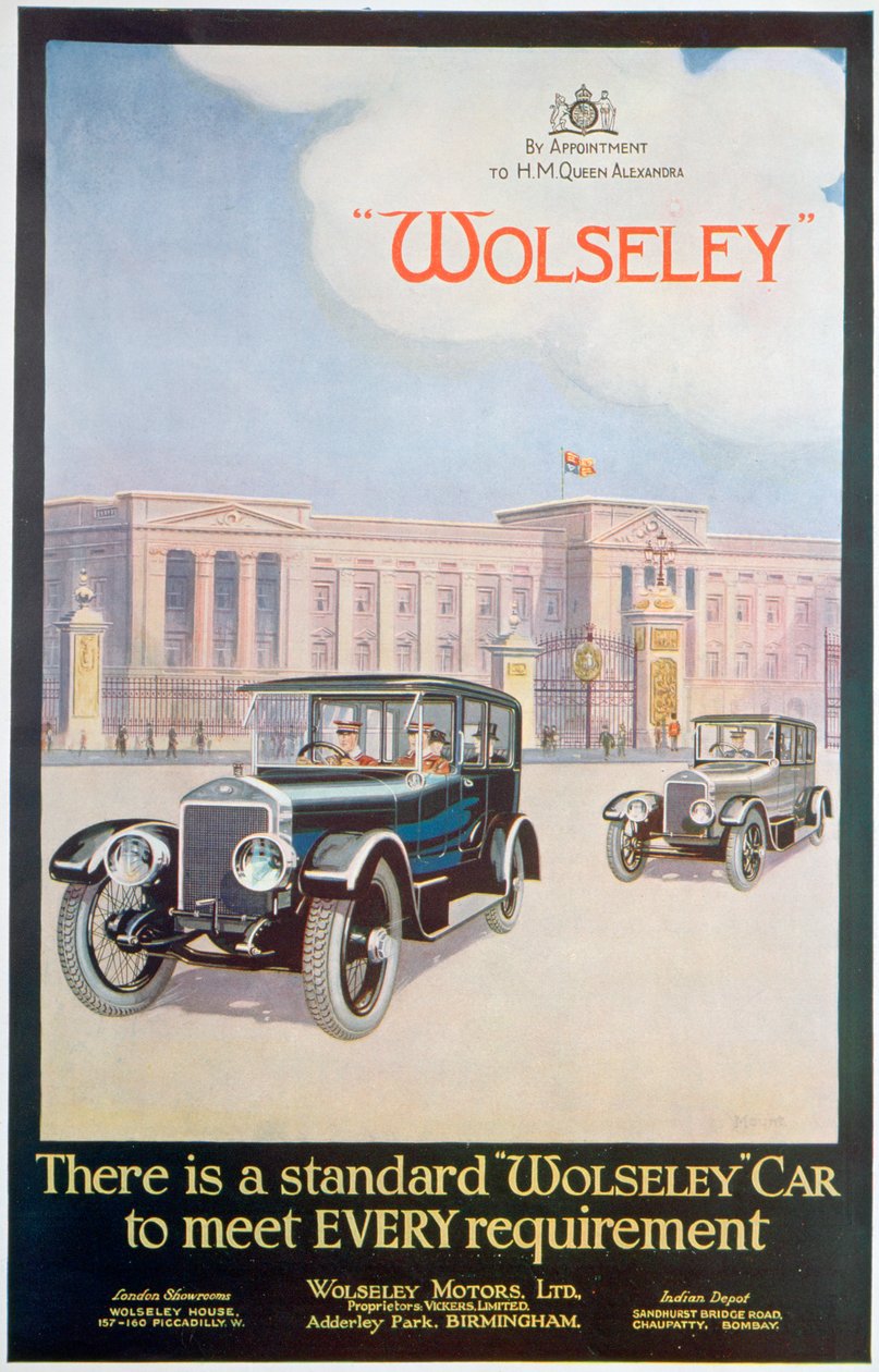 إعلان عن سيارات Wolseley عام 1922 بواسطة غير معروف