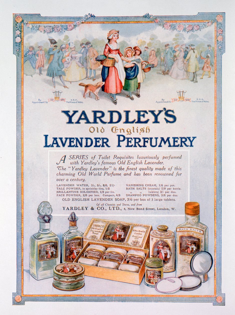 إعلان عن عطر Yardleys Old English Lavender ، 1923 بواسطة غير معروف