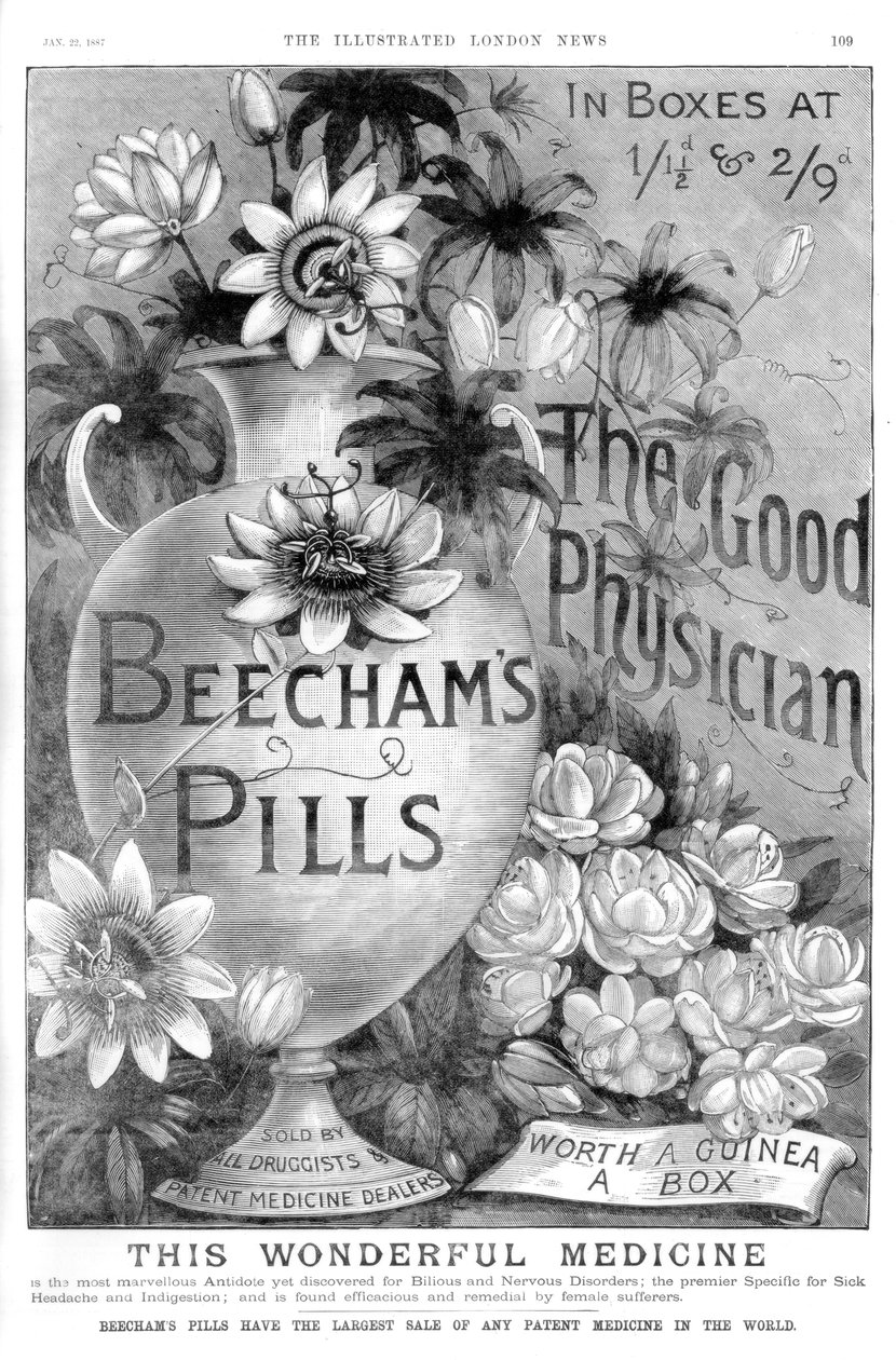 إعلان لحبوب Beechams ، 1887 بواسطة غير معروف