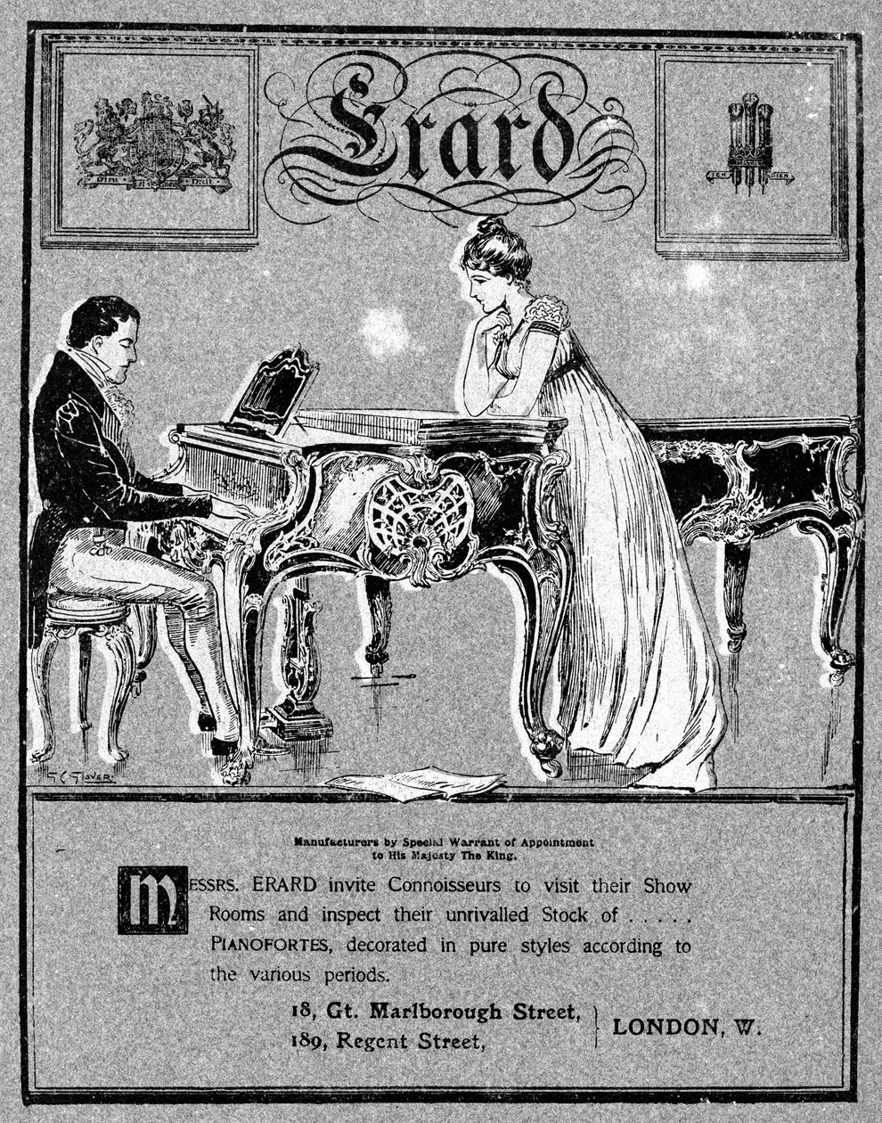 إعلان عن Erard pianos، 1901 بواسطة غير معروف