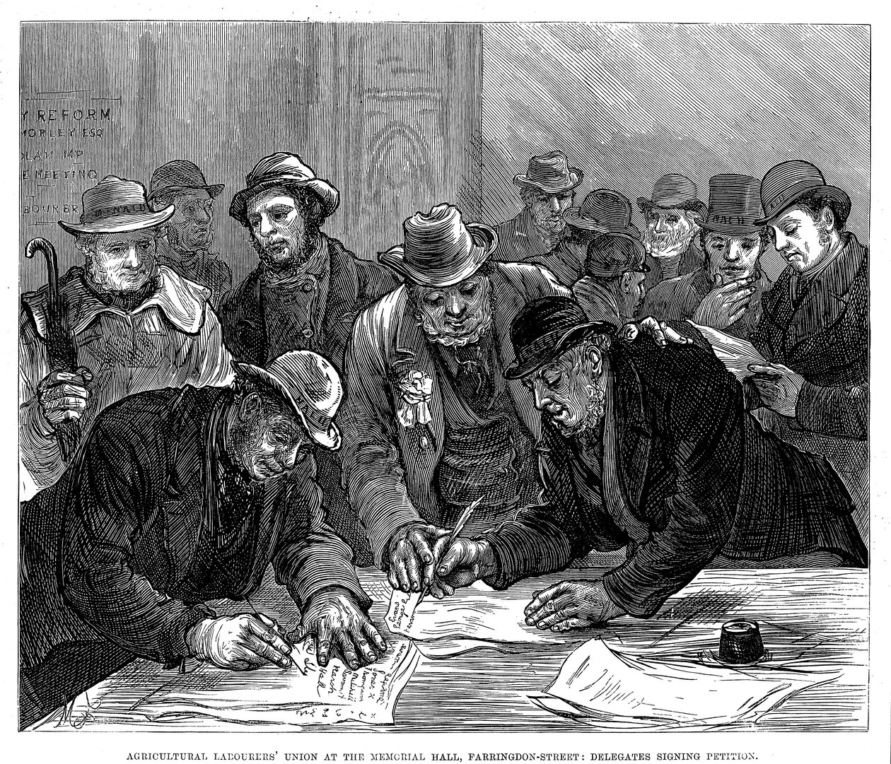 اجتماع اتحاد العمال الزراعيين في شارع فارينجدون ، لندن ، 1877 بواسطة غير معروف