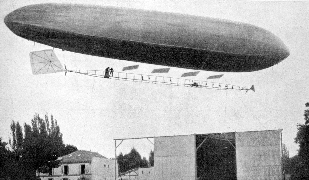 ألبرتو سانتوس دومون يطير بطائرته المنطقية رقم 10 ، 1903 بواسطة غير معروف