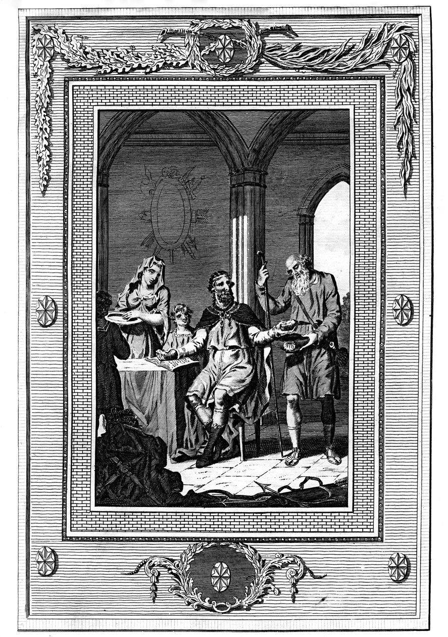 ألفريد الكبير يقسم رغيفه مع حاج فقير ، القرن التاسع ، 1772 بواسطة غير معروف