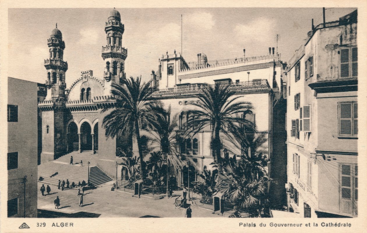 الجزائر - قصر الحاكم والكاتدرائية ، c1900 بواسطة غير معروف