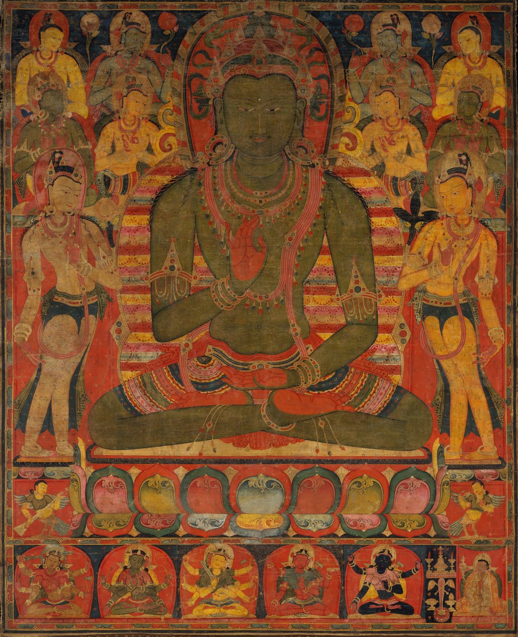 Amoghasiddhi ، بوذا للأرض النقية الشمالية ، كاليفورنيا. 1200-50. بواسطة غير معروف