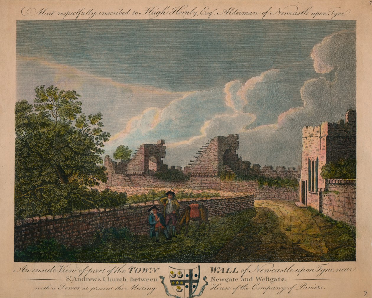 منظر داخلي لجدار المدينة في نيوكاسل أبون تاين ، c1760-90. بواسطة غير معروف