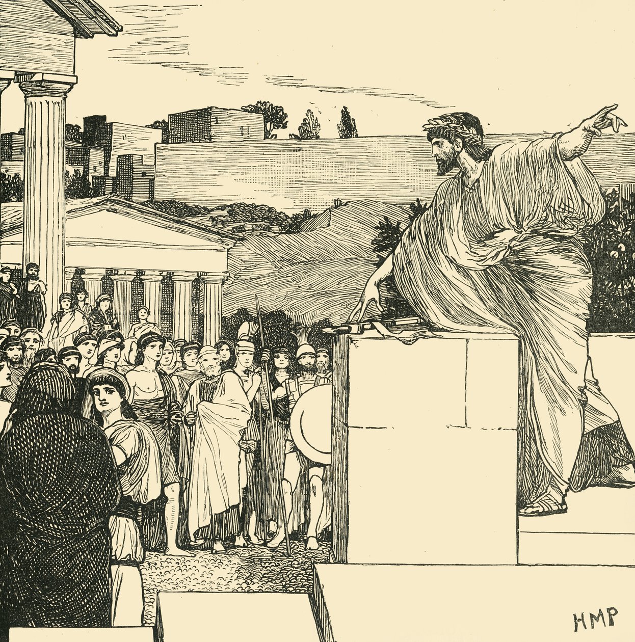 خطبة Demosthenes ، 1890. بواسطة غير معروف