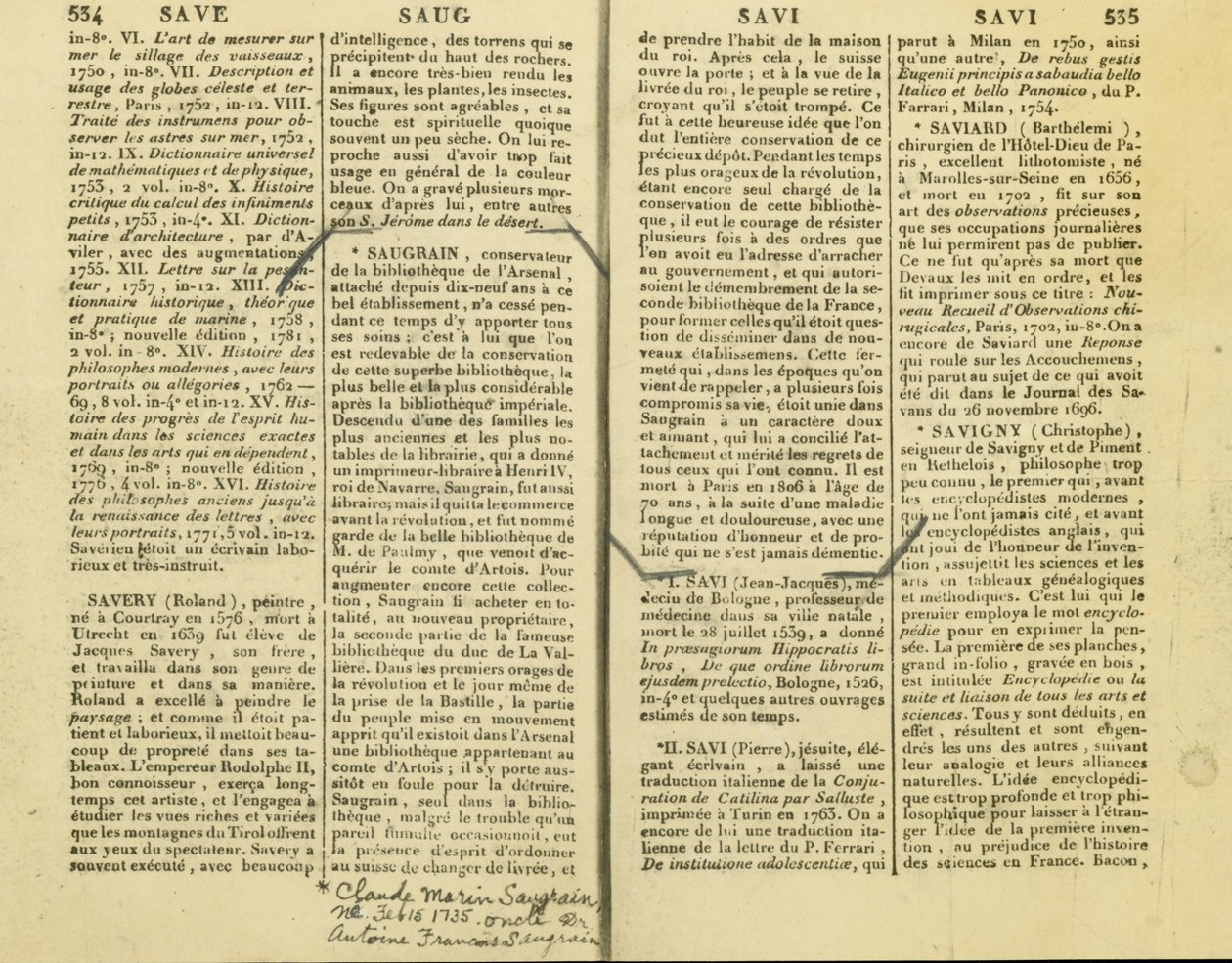سرد لكلود مارين سوجرين ، عم أنطوان سوجرين ، 15 فبراير 1735 بواسطة غير معروف