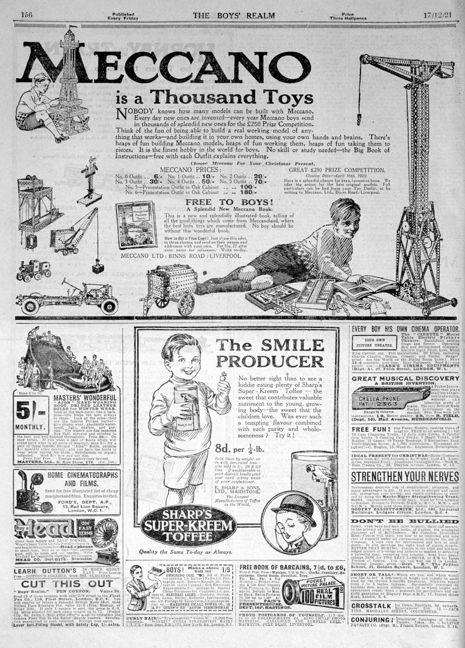 صفحة إعلانية في The Boys Realm، Christmas 1921 بواسطة غير معروف