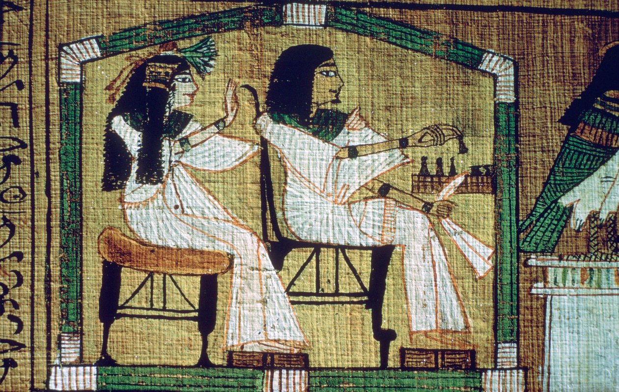 صورة على بردية مصرية لعزف المسودات ، كتاب آني للموتى ، صحيفة 7 بواسطة غير معروف