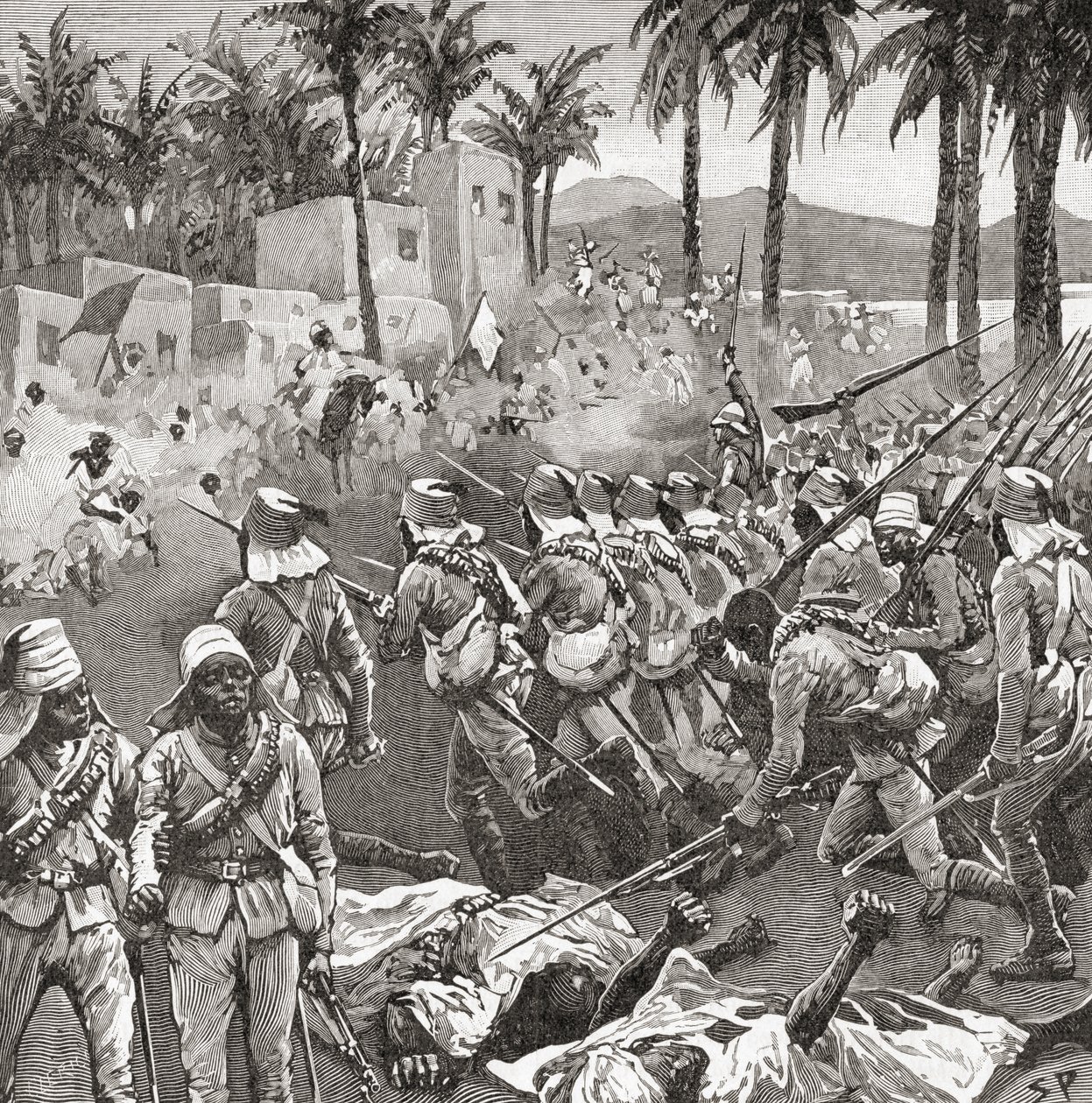 اقتحمت القوات الأنجلو-مصرية قرية فراكة في معركة فيركة أو فيركت ، في 7 يونيو 1896 ، أثناء حرب المهدست. بواسطة غير معروف